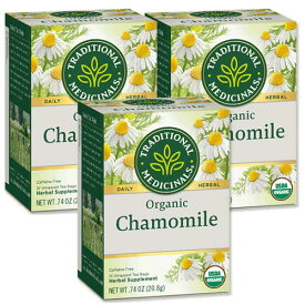[ホッと一息タイムに][3個セット] トラディショナルメディシナル オーガニックカモミール 16ティーバッグ カフェインフリー Traditional Medicinals Organic Chamomile 16Wrapped Tea Bags【お取り寄せ商品】【合わせて買いたい】