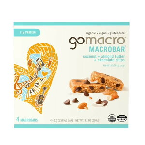 �S�[�}�N�� �}�N���o�[ �R�R�i�b�c �A�[�����h�o�^�[ �`���R�`�b�v 4�{�� GoMacro MacroBar Organic Vegan Protein Bars - Coconut + Almond Butter + Chocolate Chips �y�����񂹏��i�z