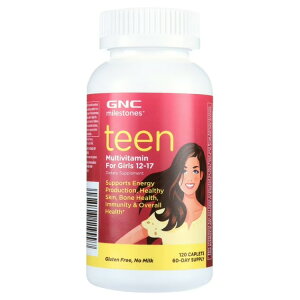 GNC }CXg[Y eB[ }`r^~ 120JvZ GNC Milestones Teen Multivitamin For Girls, Ages 12-17, For Overall Health, 120 Caplets y񂹏iz