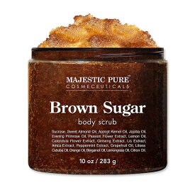【在庫限り！】マジェスティックピュア ブラウンシュガー ボディスクラブ 283g (10oz) Majestic Pure Brown Sugar Body Scrub ボディソープ 海外 アメリカ うるおい 敏感肌