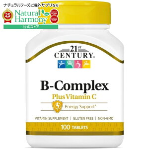 �y�|�C���gUP��1��0��-12��9���z21st Century �r�^�~��B�Q�{�r�^�~��C�z�� �^�u���b�g100�� 21st Century Healthcare B Complex Plus Vitamin C Tablets 100 Count �y�����񂹏��i�z�y���킹�Ĕ��������z
