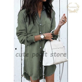 デニム シャツ レディース デニムシャツワンピース ブラウス ゆったり オフィス 着痩せ ストレッチ ワイシャツ トップス