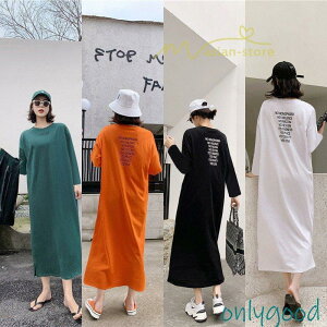 ワンピース 長袖 秋物 レディース Tシャツワンピース ロングTシャツ 長袖Tシャツ 長袖ワンピース ストレート ロング丈 ミモレ丈 シンプル 部屋着 ルームウェア