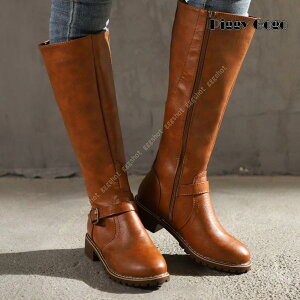 ロングブーツ レディース 筒周り 大きいサイズ ふくらはぎ ブーツ 歩きやすい ローヒール エンジニアブーツ ロング丈 春 秋冬 ジョッキーブーツ 太ヒール