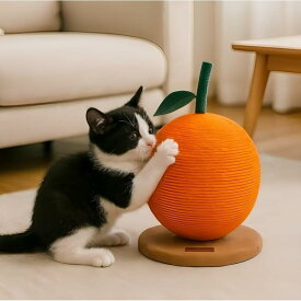 バリバリボウル 爪とぎボール 猫 みかん インテリア キャットタワー 登り棒 サイザル麻 おもちゃ 多用途デザイン 置き型 (オレンジ)
