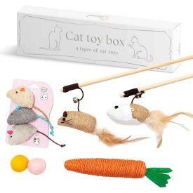 猫 玩具 おもちゃ 人気 4種8個セット 飽きさせない 長く遊べる 猫じゃらし ボール ネズミ ぬいぐるみ 人参 運動不足( 各種)