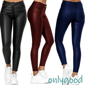 レザーパンツ スキニー レディース 革パン PUレザー フェイクレザー スパッツ パンツ ボトムス スリムパンツ スリム レギンス タイト 細身 革ジャン ストレート