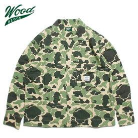 【セール20%OFF】WOODBLOCK ウッドブロック OPEN COLLAR SHIRT JACKET CAMO オープンカラー シャツ ジャケット カモ