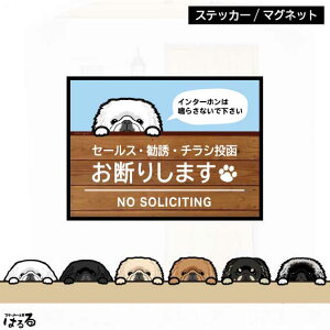 【ステッカー/マグネット】選べる24種類のペキニーズ/2サイズセールス・勧誘・チラシ投函 お断り インクジェットステッカー【メール便対応】