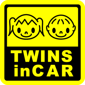 マグネットステッカー Twins in car 双子の男の子と女の子 角型 赤ちゃんが乗っています かわいい ベビーインカー 兄妹 姉弟 磁石 イラスト かわいい シンプル キャラクター 楽天 シール 通販 【文字変更対象商品】