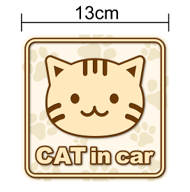 【マグネット ステッカー】 cat in car 肉球柄 アメリカンショートヘアー風角型ネコが乗ってます おしゃれ かわいい キャットインカー 猫が乗っています 磁石 猫 ねこ イラスト シンプル 後続車 サイン 表示 アメショー 車 キャラクター 楽天 シール 通販