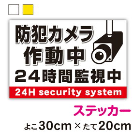 【ステッカー】注意喚起ステッカー防犯カメラ作動中横30cm × 縦20cmサイズセキュリティ 防犯 録画 24時間 対策 注意喚起 注意 工場 作業 案内 施設 屋内 屋外 学校 現場 会社 地域 表示 シール 厚手 対策 アピール 耐水 防水 楽天 通販