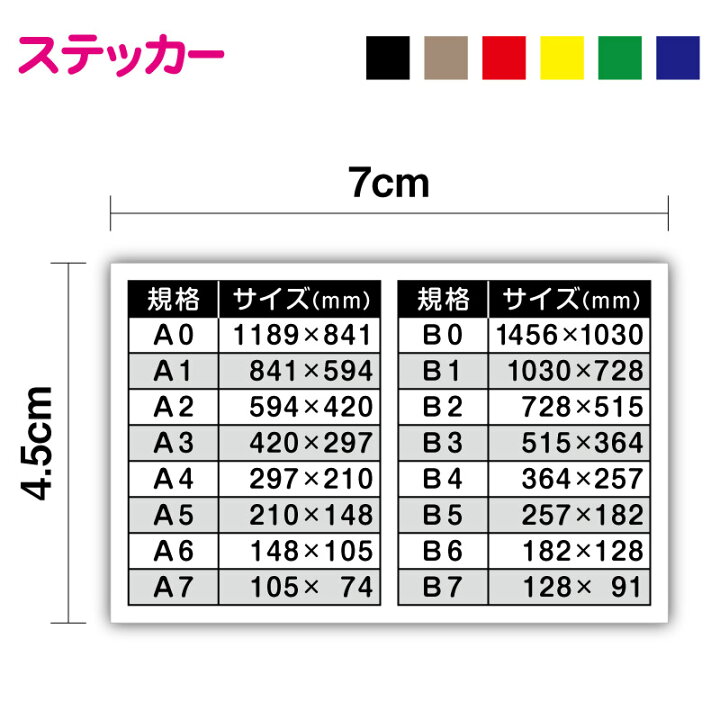 楽天市場】用紙規格表 ステッカー横7cmサイズ用紙 紙 規格 サイズ A3  