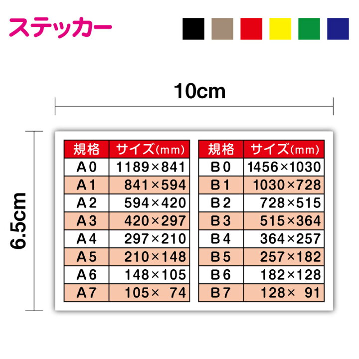 楽天市場】用紙規格表 ステッカー横10cmサイズ用紙 紙 規格 サイズ 