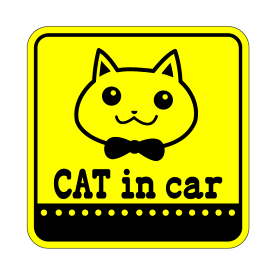 【マグネットステッカー】cat in car おしゃれな蝶ネクタイ 角型猫 ネコ ねこが乗ってます かわいい ペット 安全 車 キャットインカー 猫が乗っています 動物 アニマル 愛猫家 ペット 通院 お出かけ ドライブ 旅行 セーフティサイン 磁石 楽天 通販