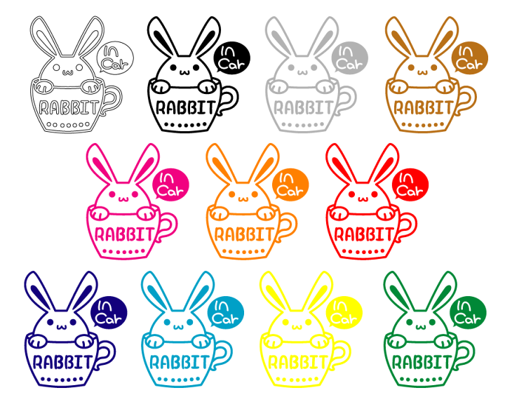 楽天市場】【 カッティングステッカー 】rabbit in car カップイン