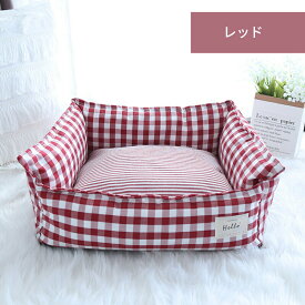 【超ポイント祭★100円〜2000円OFF】ペットベッド カバー洗える コットン リネン かわいい 猫 小型犬 中型犬 大型犬 S M L チェック柄 ふわふわ ふかふか 快適 スクエア ペットクッション 大きい 小さい 猫ベッド 犬ベッド ペットソファー ペットベット おしゃれ