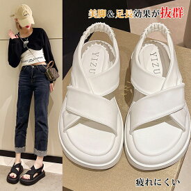 【マラソン最大2000円OFFCP×P5倍】サンダル レディース 厚底 歩きやすい スリッパ 夏 通気性 美脚 涼しい 柔らかい スポーツサンダル スポサン 靴 シューズ 大きいサイズ 軽い 旅行 アウトドア 夏 夏サンダル 22.5cm〜25.0cm ギフト 女の子