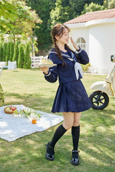 楽天市場】セーラー服 コスプレ 長袖 スカート ロング 3点セット 女性  
