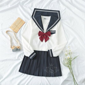高品質 セーラー服 ハロウイン レディース 上着+スカート+蝶結び 3点セット 学生服 長袖 上下セット スクール制服 女子制服 JK制服 高校生 コスプレ可愛い レディース 衣装 JK服 学園祭 大人 クリスマス コスプレJK制服 プレゼント