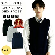 【★楽天1位★】ベスト スクールベスト 男子 メンズ 綿100％ 秋 冬 全3色 M L XL XXL ニットベスト スク…