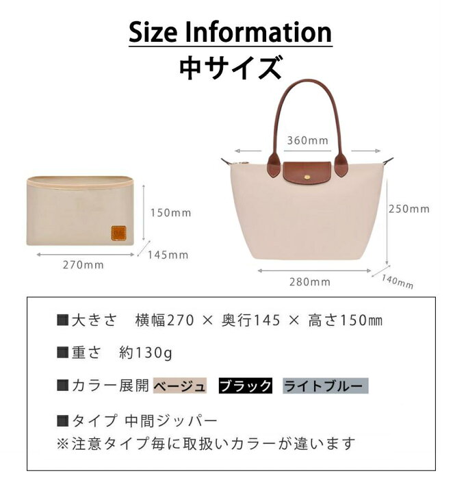 ロンシャンバックインバックLONGCHAMPバッグ専用ロンシャンファスナーバッグインバッグ軽い綾織り洗える仕切りBaginBag整理収納力抜群自立高級素材使用バッグインバッグロンシャンsmallスモール大容量