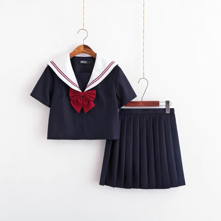 楽天市場 即納 高品質 セーラー服 学生服 半袖 ネイビー 上下セット 女子制服 Jk制服 コスプレ 高校生 コスプレ可愛い レディース 衣装 Jk服 学園祭 大人 レディース４点セット 清純派 Haru2 楽天市場店