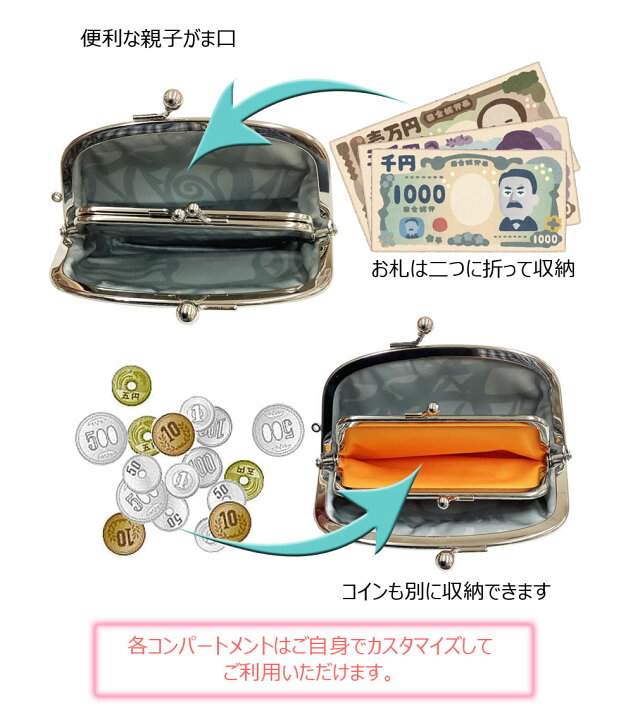 楽天市場】がま口 仕切り 浪速屋 小銭入れ / 京都 はるべ 本革(牛革 