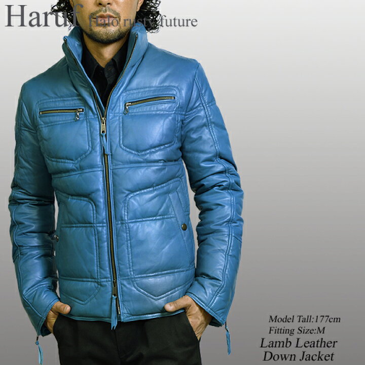 楽天市場】Haruf ダウンジャケット メンズ レザーダウンジャケット 