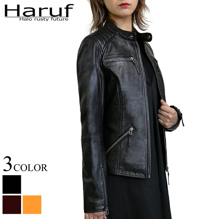 楽天市場 レザージャケット 革ジャン ライダース ジャケット レディース 本革 レザー ライダースジャケット シングル ライダース ラムレザージャケット レザーコート レディースアウター 秋冬 L3136bk 春 本革レザージャケットのハルフ