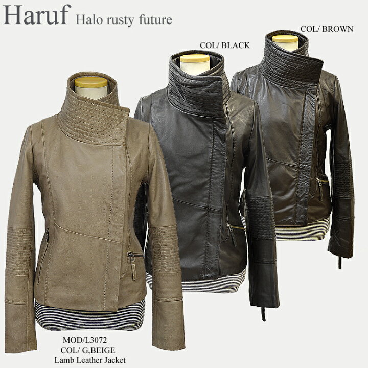 楽天市場】Haruf ハルフ レザージャケット レディース 本革 ライダース 