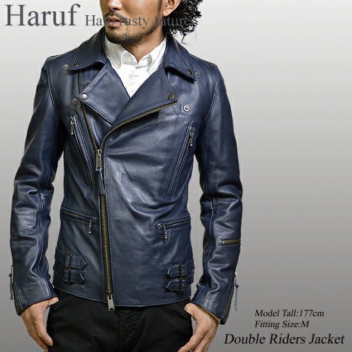 楽天市場】Haruf ダブルライダースジャケット レザージャケット メンズ 
