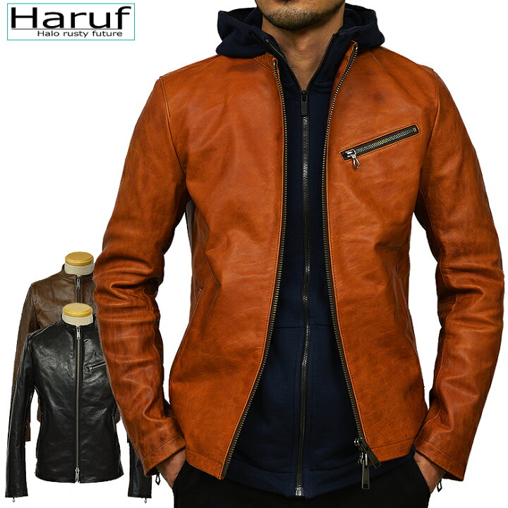 楽天市場】Haruf 馬革ホースハイド レザーライダースジャケット レザー 