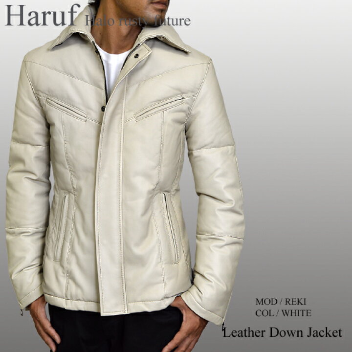 楽天市場】レザージャケット ラムレザー ダウンジャケット メンズ 本革  