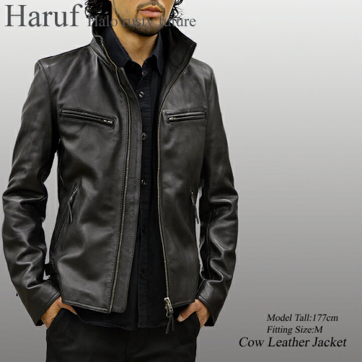 楽天市場 Haruf シングル ライダースジャケット レザージャケット メンズ 本革 革ジャン 皮ジャン 革ジャケット 皮ジャケット レザー ライダース シングルライダース メンズ バイク ジャケット ブルゾン ダブルライダース 秋冬 Usa18bk 春 アウター 本革レザー