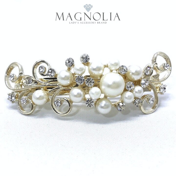 楽天市場 メール便送料無料 バレッタ 結婚式 パール ストーン バレッタ パール ラインストーン ヘアクリップ フラワー ヘアアクセサリー ヘアアクセ まとめ髪 結婚式 二次会 フォーマル パーティー 入学式 卒業式 Qq Ba Haruharu楽天市場支店