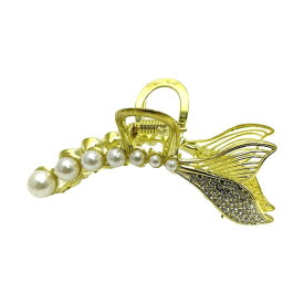 【お買い物マラソンSALE対象】【バンスクリップ】2サイズ パール ストーン 合金 ゴールド 金魚 人魚 マーメイド ヘアクリップ クリップ バンス 大きめ 小さめ レディース 髪留め 大人 子供 おしゃれ かわいい 結婚式 ゲスト 和装 浴衣 まとめ髪 髪飾り 韓国 ヘアアクセサリー