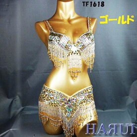 ベリー ダンス 衣装 しずく形 ビーズ ブラ ベルト 2点セット ゴールド 新入荷