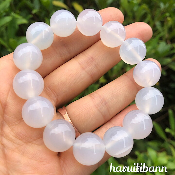 楽天市場】ホワイトカルセドニー 14mm 天然石ブレスレット  