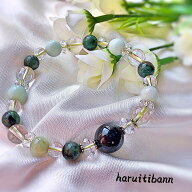 天然石ブレスレット パワーストーン 5月誕生石スペシャル　黒翡翠12mm　本翡翠8mm　エメラルド7mm　水晶…