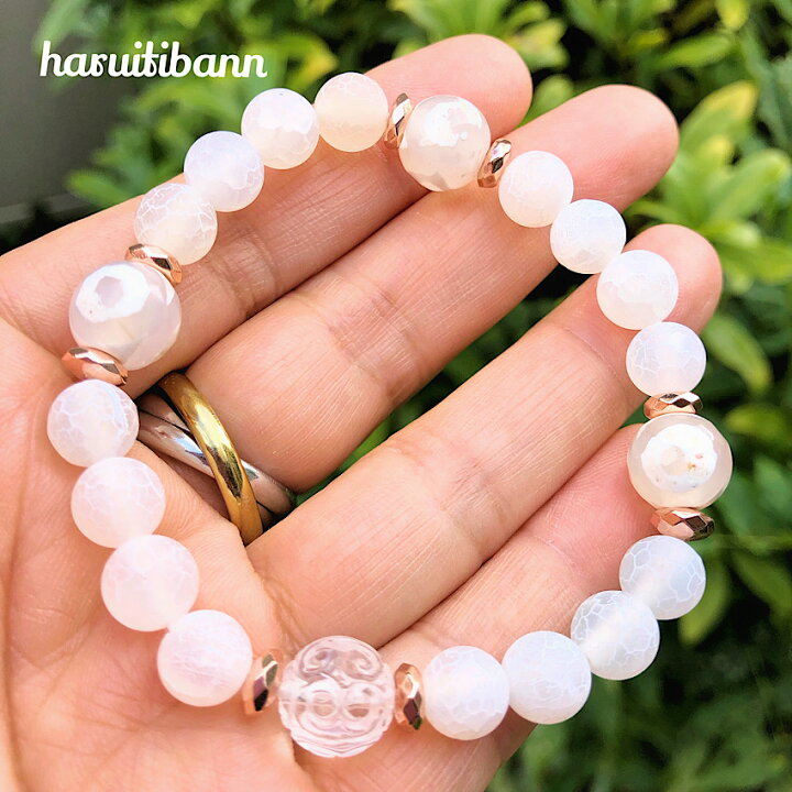 楽天市場】【当店オススメ】白の天然石 龍紋瑪瑙×三眼天珠×水晶回紋珠 