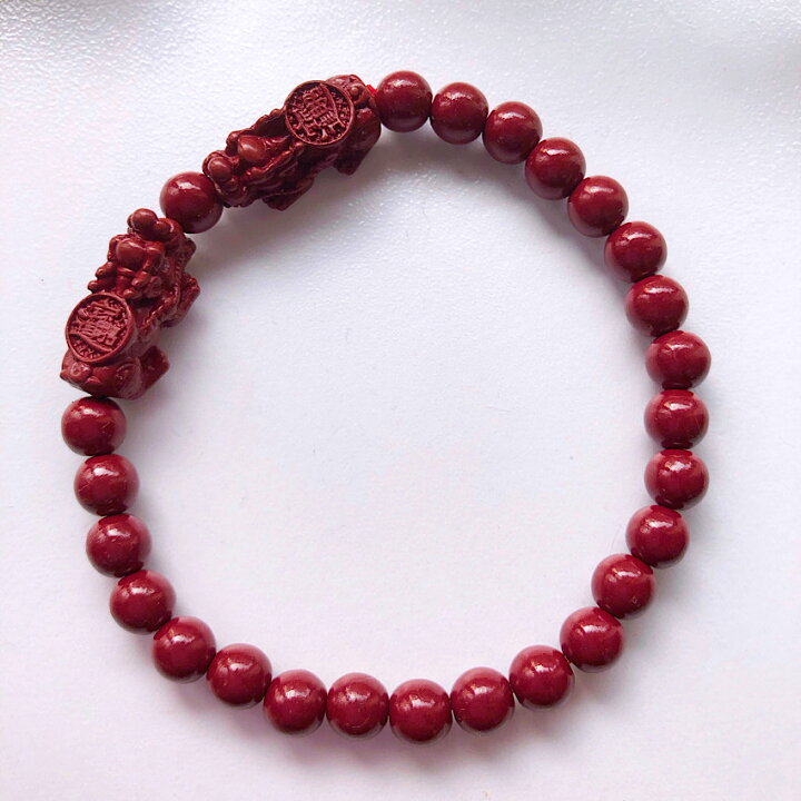 賢者の石◇ シナバー辰砂 6mm ブレスレット 【動画】 1個売り _BG4572  