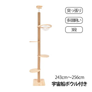 キャットタワー 突っ張りタイプ 猫タワー ハンモック付き 全高233-263cm おしゃれ 中型 省スペース 全面麻紐 爪研ぎ 爪とぎボール 多頭 猫タワー 室内猫 多頭飼い 子猫 猫用品 おしゃれ 可愛い