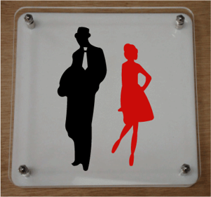 トイレマーク お洒落な二層式【250×250mm】 大きいサイズ トイレプレート 便所マーク 便所プレート bigサイズ ビッグサイズ マーク お手洗い TOILET WC 化粧室 標識 看板 サイン プレート 便所 ト