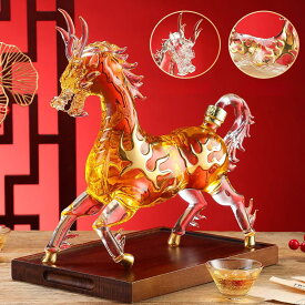 高硼硅ガラス 十二支 工芸瓶 龍 馬 デザイン 【酒瓶 分酒器 グラス 4点セット】 梅酒瓶 果実酒瓶 保存容器 キャニスター ギフト おしゃれ インテリア お祝い 贈り物 KASANE