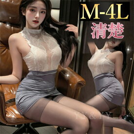 OL 秘書 コスチューム ボディコン セクシー ランジェリー コスチューム OL 秘書 教師 コスプレ シースルー シャツ セット エロコスプレ 誘惑 超過激 下着 上下セット セクシーランジェリー エロ下着 レディース ランジェリー タイトスカート リボン ミニ丈