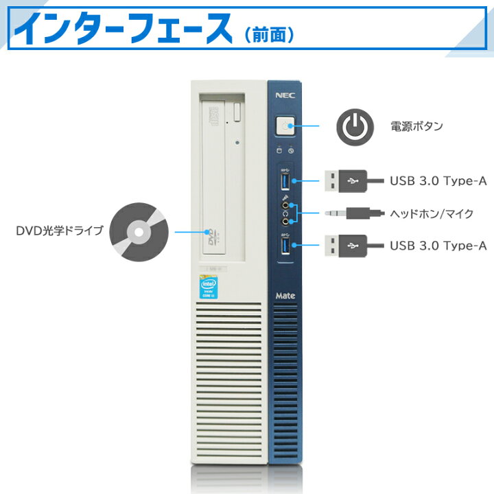 楽天市場】【☆最大100%ﾎﾟｲﾝﾄ】NEC Mate MBタイプ 第4世代 Corei3 