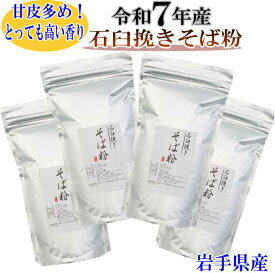 令和7年産　石臼挽きそば粉2kg（500g×4）岩手県産そばの打ち方レシピ付き 挽きぐるみ そば粉 石臼挽き 国産 グルテンフリー