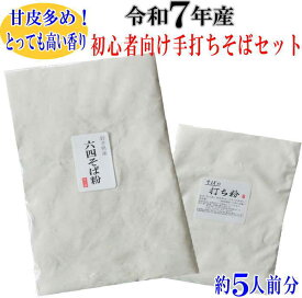令和7年産 六四そば粉と打ち粉セット約5人前分 そばの打ち方レシピ付き 初心者向け お試しサイズ 挽きぐるみ 田舎 そば粉 手打ち そば粉セット