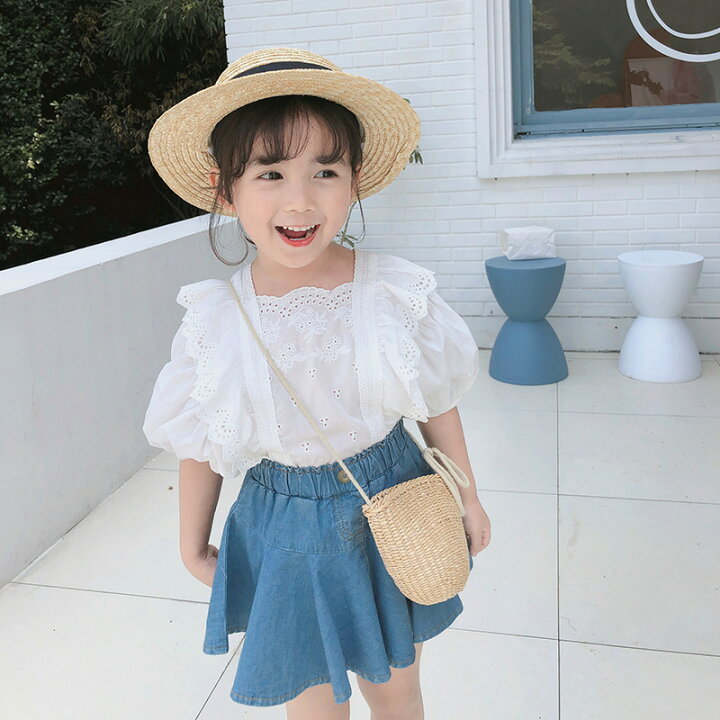 楽天市場】子供服 2点セット綿トップス+ デニムスカート姫系半袖 春夏  